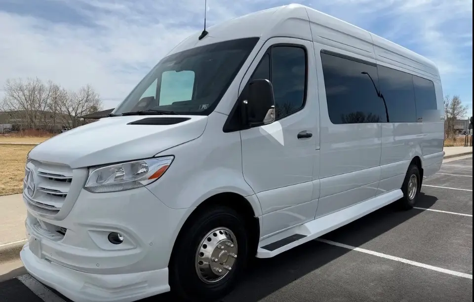 Thornton Colorado 16 passenger white Sprinter limo bus