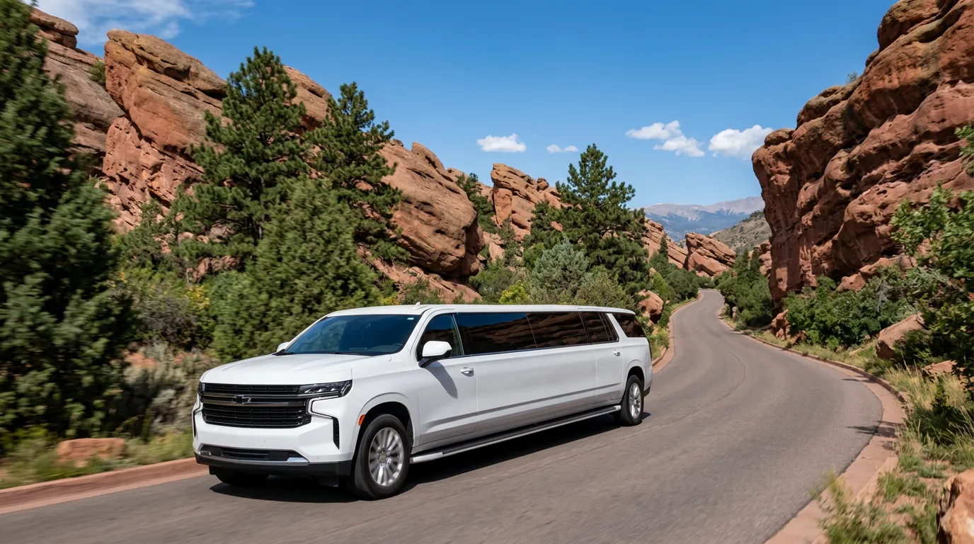 Thornton Colorado white Chevy Suburban 20 passenger stretch limo